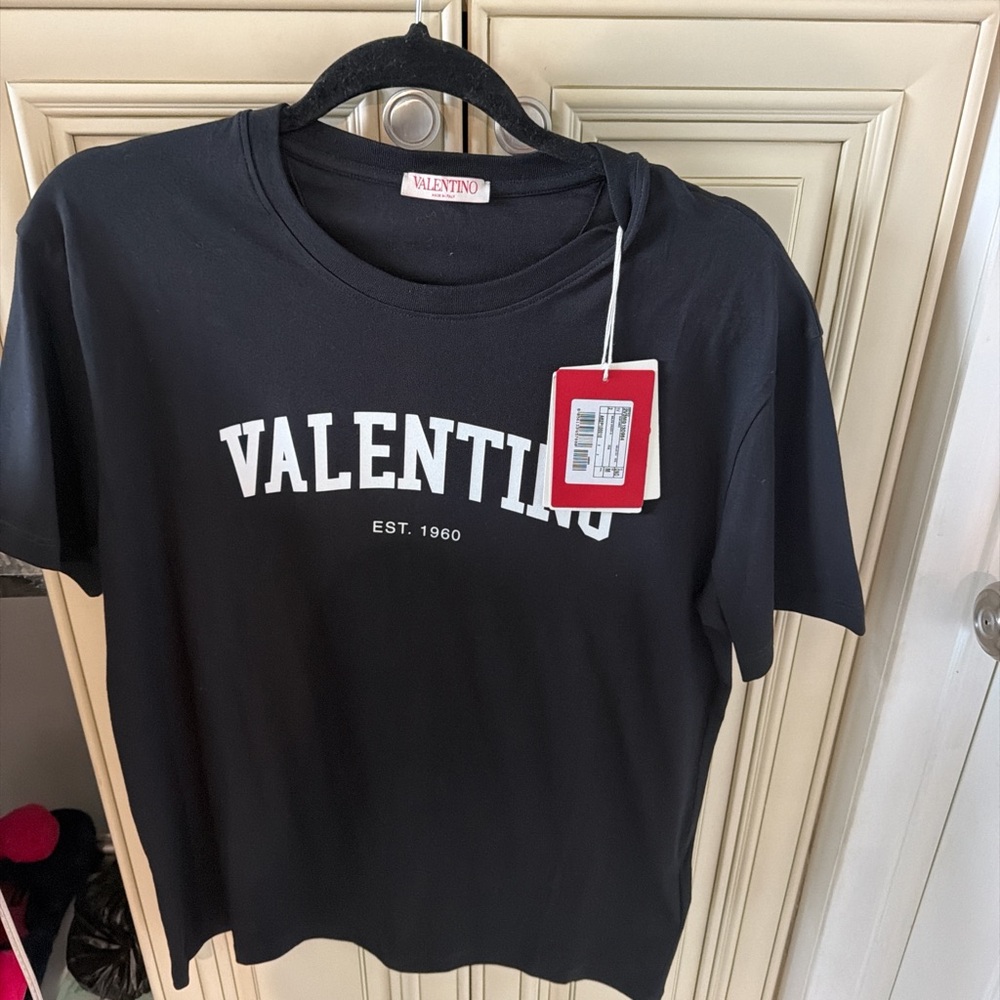 Valentino Black Tee with White Logo
